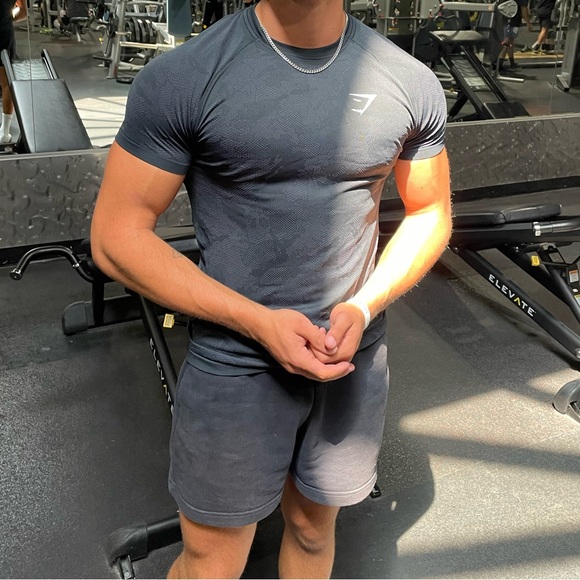 GYMSHARK MEN CAMO BLACK WORKOUT GYM BODYBUILDING BODYBUILDER T SHIRT ATHLETE GUY - Picture 16 of 16